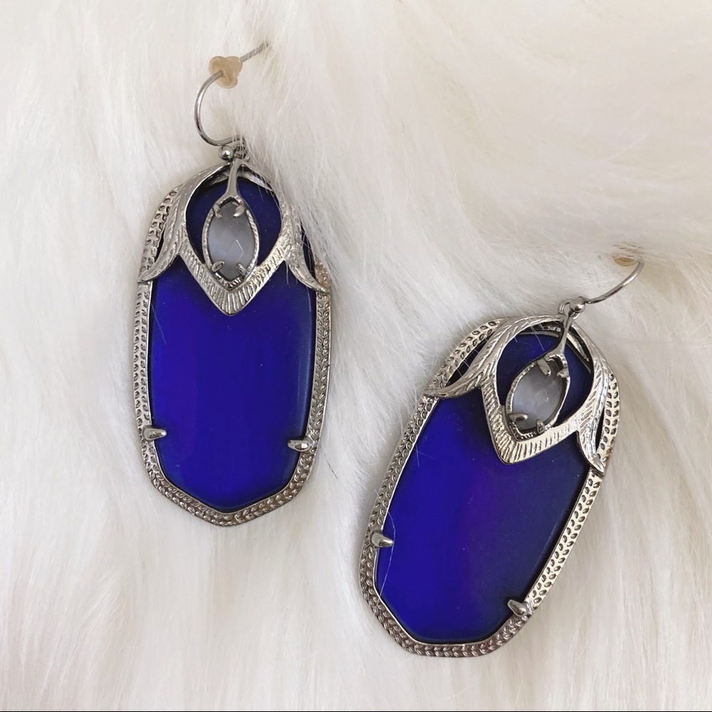 Kendra Scott Cobalt and Silver Statement Earrings
